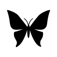 Poster - A simple graphic of a black butterfly with symmetrical wings on a white background is displayed here