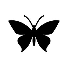Poster - A silhouette of a winged insect with antennae and a segmented body on a white background is shown