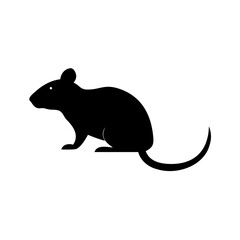 Poster - Silhouette of a small rodent with a long tail and rounded body facing left on a white background