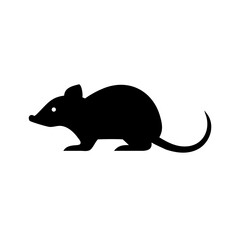 Poster - Silhouette of a small rodent with a long tail and tiny ears in a simple graphic representation