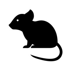 Poster - Silhouette of a small rodent with a long tail and rounded body facing left on a white background