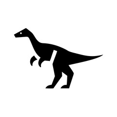 Poster - A black silhouette of a dinosaur standing upright with a long neck and tail is displayed here