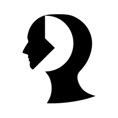 Poster - Human head profile with a white arrow shape cut out representing thought process and direction of mind