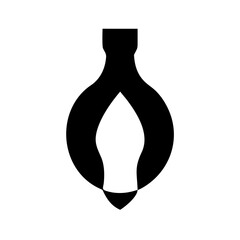 Poster - Abstract design featuring a black outline resembling a vase with a white flame inside it shape 100