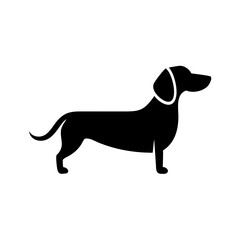 Poster - Silhouette of a dachshund standing sideways with a white outline around its neck and ear area