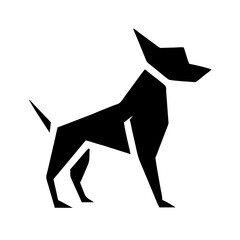 Poster - Stylized canine artwork featuring a geometric design in solid black color on a white background