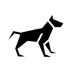Poster - Geometric black canine standing with a collar in a minimalist design on a white background style image