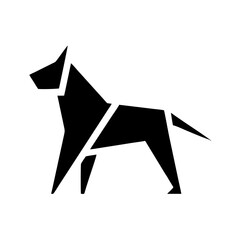 Poster - Geometric depiction of a canine with sharp angles and a minimalist design in solid black silhouette form
