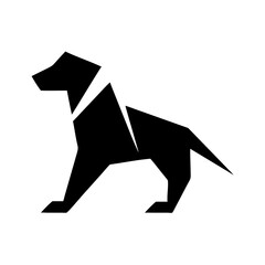 Poster - Geometric depiction of a canine with sharp angles and solid fill on a plain background creating a bold design