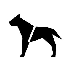 Poster - Stylized geometric canine figure in black silhouette standing on a white background design element
