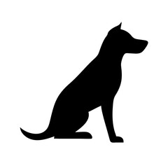 Poster - A canine silhouette is sitting attentively with its ears perked up in a watchful posture design element