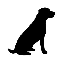 Poster - A solid black form of a canine sitting upright with a visible tail and head profile design element