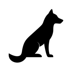 Poster - A canine companion sits patiently in simple black form against a plain white backdrop image here now