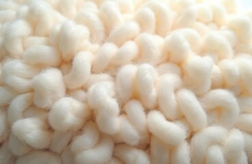 Aufkleber - Close-up detail of creamy white seamless wool texture. Soft fluffy sheep wool background. Natural beige fiber material. Gentle textile with a warm inviting feel for comfort and design.