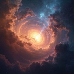 Aufkleber - Cosmic art shows elemental spirits dancing amid swirling colors. Dynamic supernova explosion in deep space. Swirls of orange, red, blue nebulae. Abstract artistic cosmic ballet with celestial