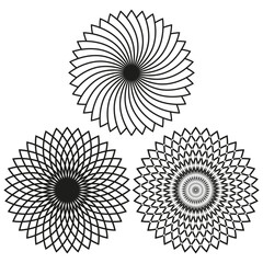 Poster - Spiral pattern collection. Geometric swirl designs. Radial circular illustrations. Vector rotation symbols.