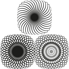 Poster - Spiral forms collection. Geometric swirl patterns. Radial design elements. Vector rotation illustration.