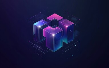 Poster - Abstract digital cubes in vibrant colors