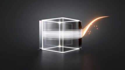 Fototapete - Abstract Cube with Glowing Energy Stream