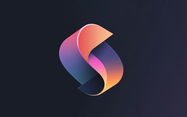 Poster - Abstract, gradient ribbon swirl on a dark background