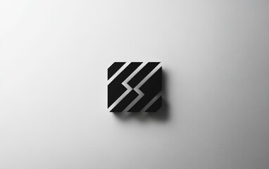 Poster - Abstract black square with angular design on white surface