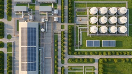 Poster - Eco-Friendly Oil Refinery Layout with Clean Energy Solutions