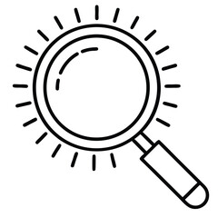 Poster - Simple black and white line art magnifying glass icon for search and analysis