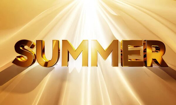 3d gold text  summer with liquid background video.ai generative