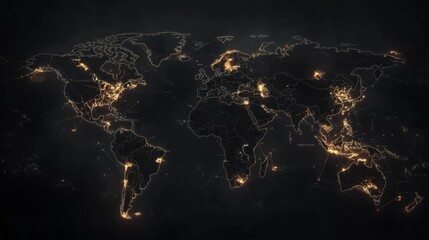 Poster - Exploring a futuristic world map with illuminated connections global overview digital art high-tech environment aerial view connectivity concept