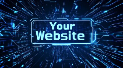 Fototapete - Futuristic high-tech digital display in dark blue and black for enhanced engagement