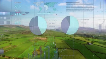 Poster - One-second starting finance overlay on farmland gauges rising charts growing for market insights