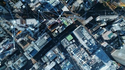 Poster - Aerial view of modern city and communication network concept
