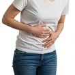 © Repa - Woman with stomach pain isolated on white background. use cases: health, medical, digestive issues.