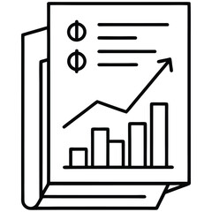 Poster - Clean black and white line art icon representing a report or document