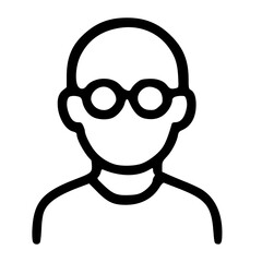 Poster - Simple Line Art Person with Glasses Avatar Icon Illustration