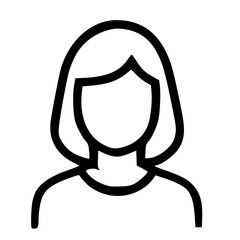Poster - Simple Outline Woman Avatar with Bob Haircut User Icon Design