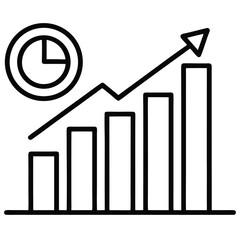 Poster - Simple black and white line art icon representing a vertical bar chart