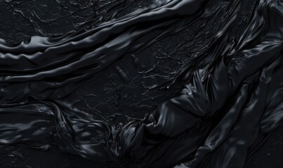 Aufkleber - Abstract black wrinkled texture background with glossy highlights and dark folds