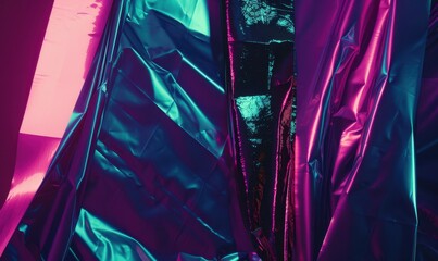Aufkleber - Abstract draped fabric texture in teal purple pink color combination