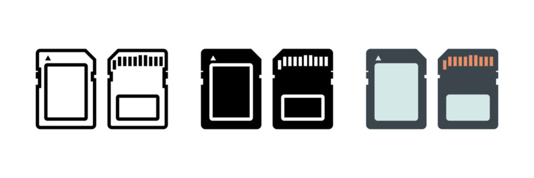 Memory Card icon set. for mobile concept and web design on white background. vector illustration