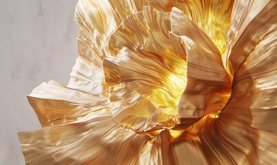 Aufkleber - Abstract golden flower with soft folds and ethereal appearance