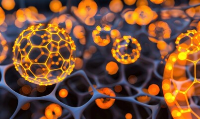 Poster - Abstract interconnected golden spheres network for technological innovation