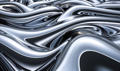 Poster - Abstract metallic curves modern silver waves and fluid background design