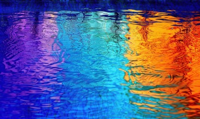 Poster - Abstract water reflections with colorful light patterns and fluid motion