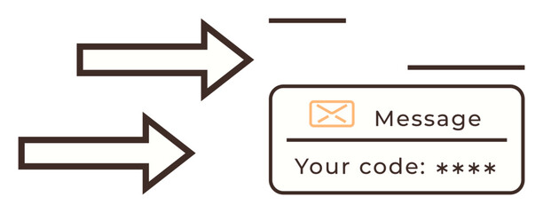 Poster - Arrows symbolizing data flow, message box with envelope icon, and verification code imagery. Ideal for cybersecurity, messaging, digital communication, data exchange, secure access, authentication