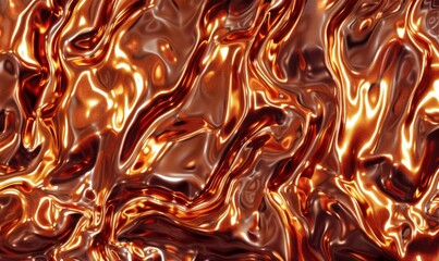 Poster - Bronze metallic ripple texture abstract background with shiny surface
