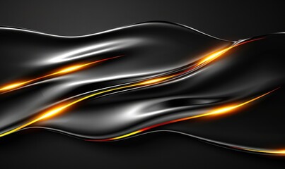 Poster - Fluid abstract wave with light streaks on dark background design