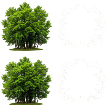 Isolated Tree Illustration in Lush Green Foliage on Transparent Backdrop