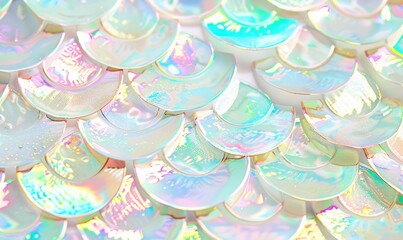 Poster - Iridescent scales background texture with shimmering rainbow colors