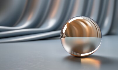 Aufkleber - Reflective sphere on smooth surface with draped background for texture design